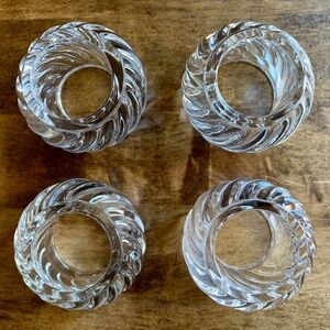 Baccarat Bambous Swirl Crystal Napkin Rings Set of 4 w/ Original Boxes Vintage